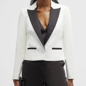 NEW L'AGENCE Scarlet Colorblock Crop Blazer in White / Black Size 6 Women NWT